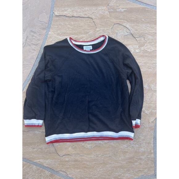Velvet by Graham & Spencer Crewneck Black Sweatshirt with Stripe Banding M - Picture 1 of 4